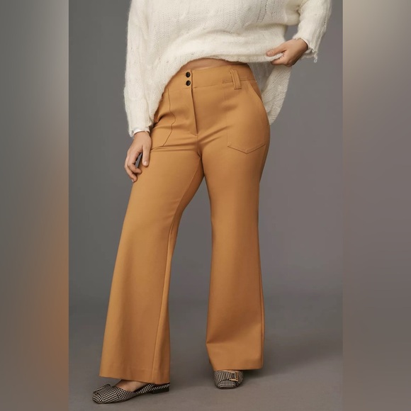 HP🎉 NWT Anthropologie The Naomi Ponte Wide-Leg Flare Pants by Maeve - Picture 3 of 10